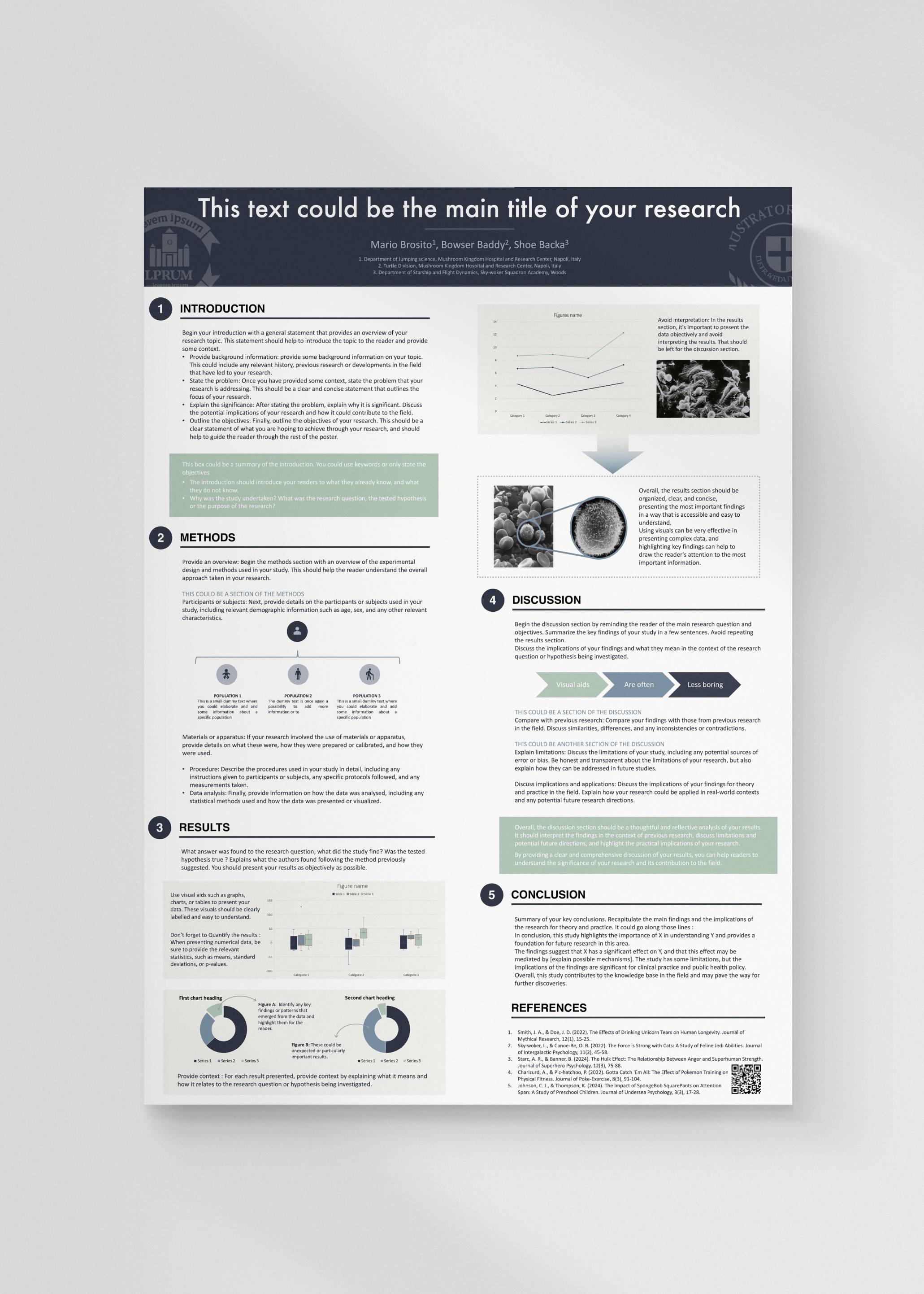 Research Poster Template | A0 Portrait PowerPoint | Dark Color Classic ...